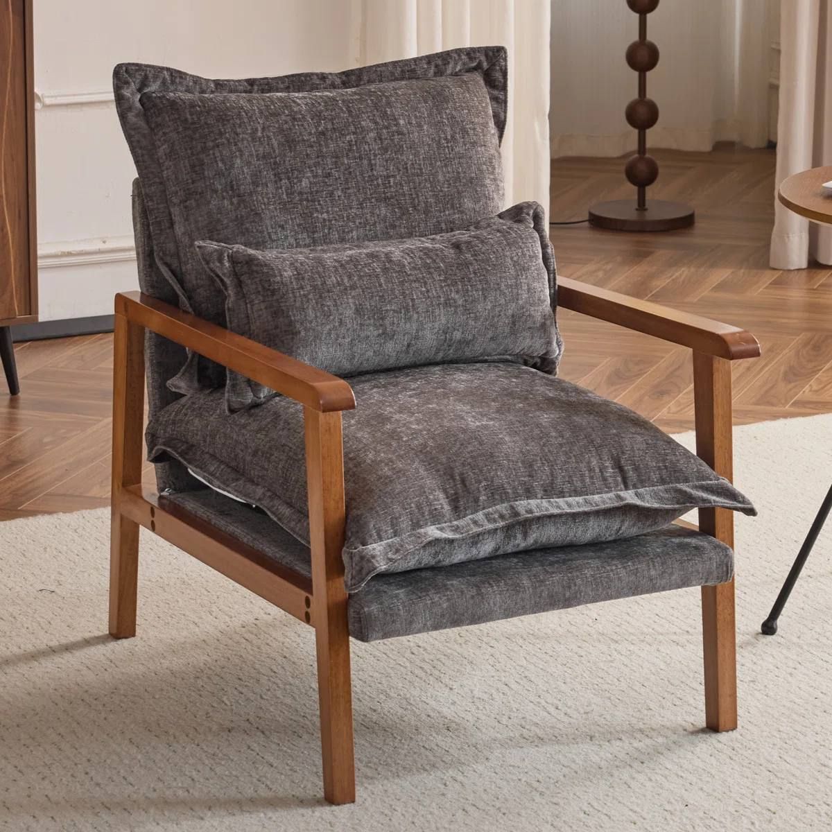 Masson Chenille Accent Chair | Grey Chenille | New in Box 1