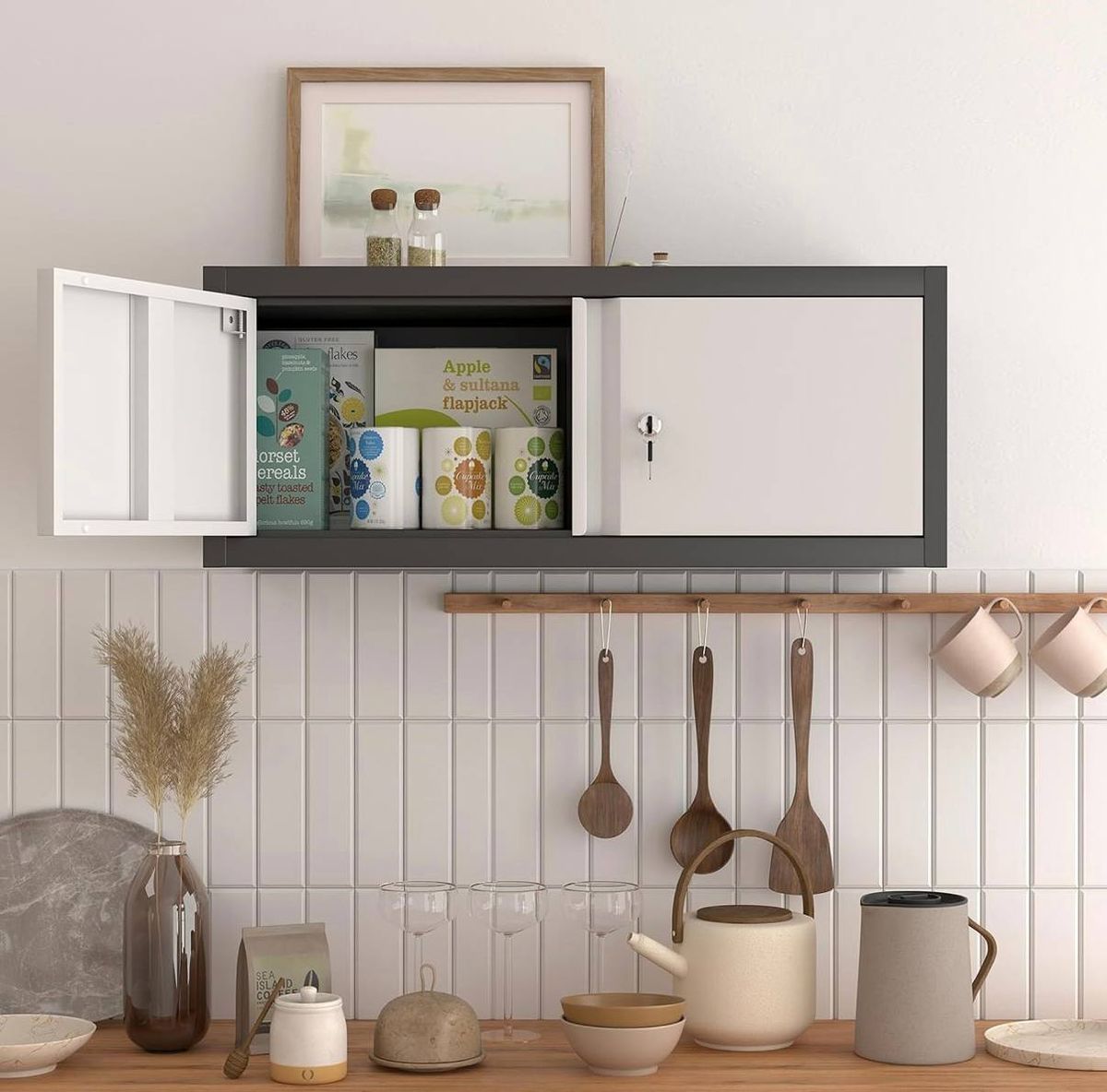 Metal Wall-Mounted Garage Storage Cabinet – Gray 1