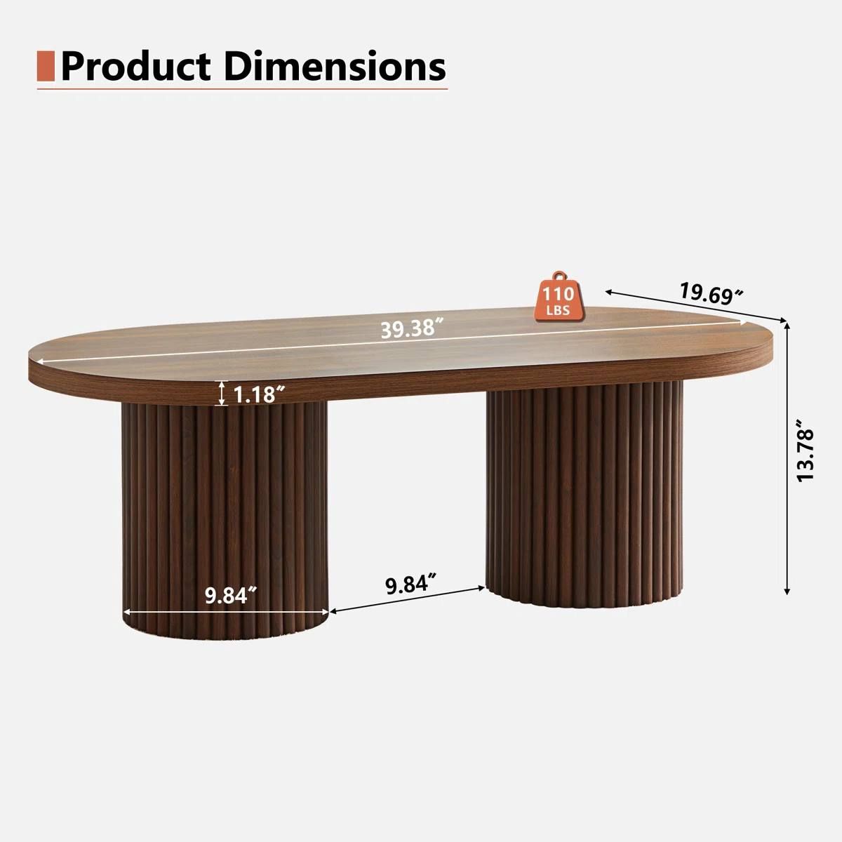 39.38” W Oval Coffee Table – Walnut | Modern Wood Look | Brand New 7