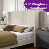 Wauseon Corduroy Upholstered Bed – King, Cream 5