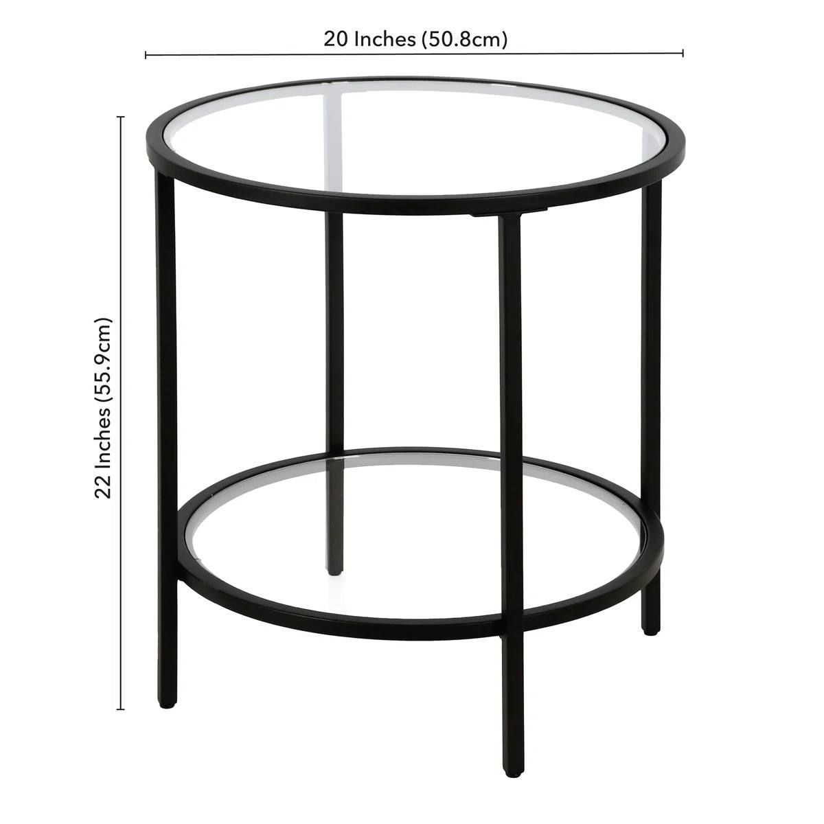 Ceno Glass Top End Table – Blackened Bronze 3