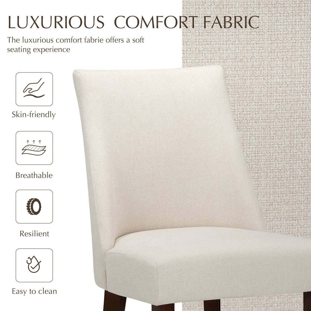 Parsons Upholstered Dining Chair | Beige | Solid Wood Side Chair | WF-C351-BE | New (open box) 5