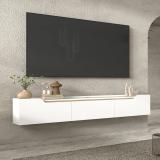 Wall-Mounted TV Stand 80” — White/Natural Wood | Eva | New 4