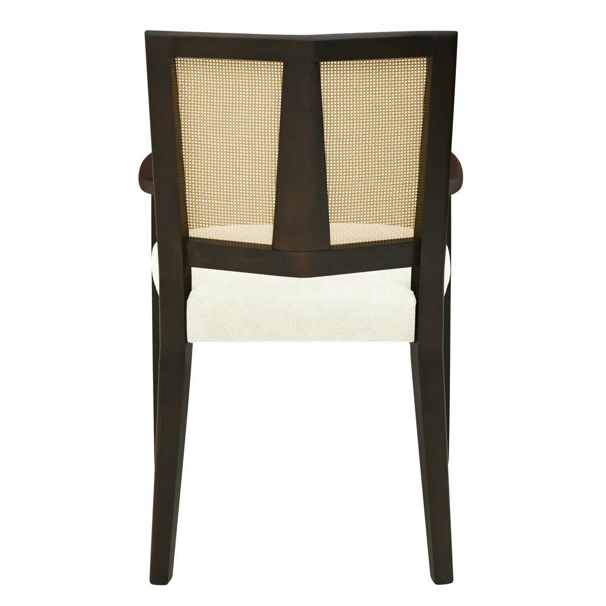 Jad Wooden Dining Chairs Set of 2 – PE Rattan Back, Beige Upholstery, Dark Brown Legs | Brand New in Box 6