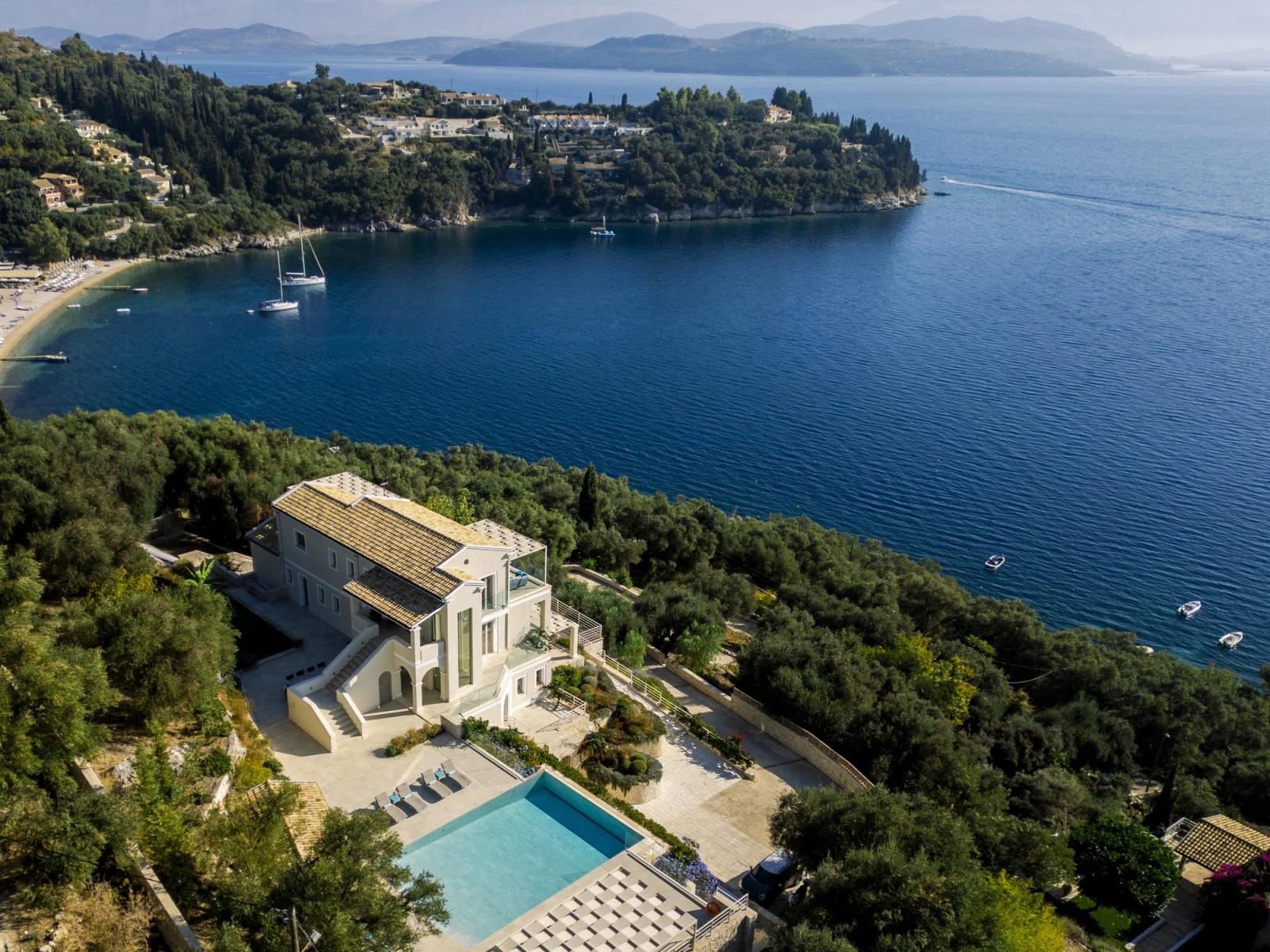 Elevated Villa with Stunning Views over Kalami Bay, Corfu, Greece