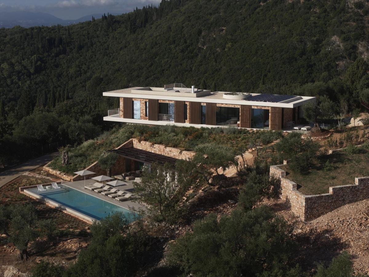 Architectural Hillside Sanctuary with Views Overlooking the Ionian Sea, Corfu