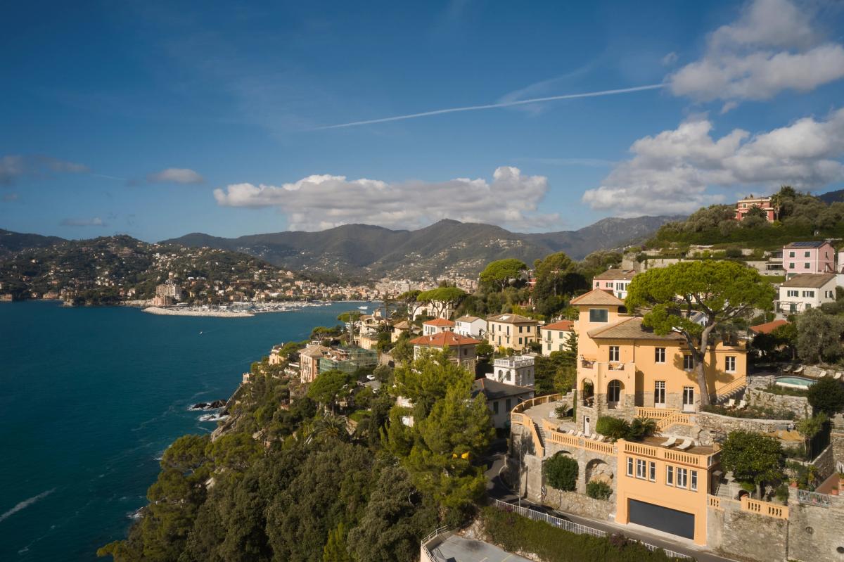 Restored Cliffside Villa Overlooking the Ligurian Sea in Zoagli, along the Coast from Portofino, Italy