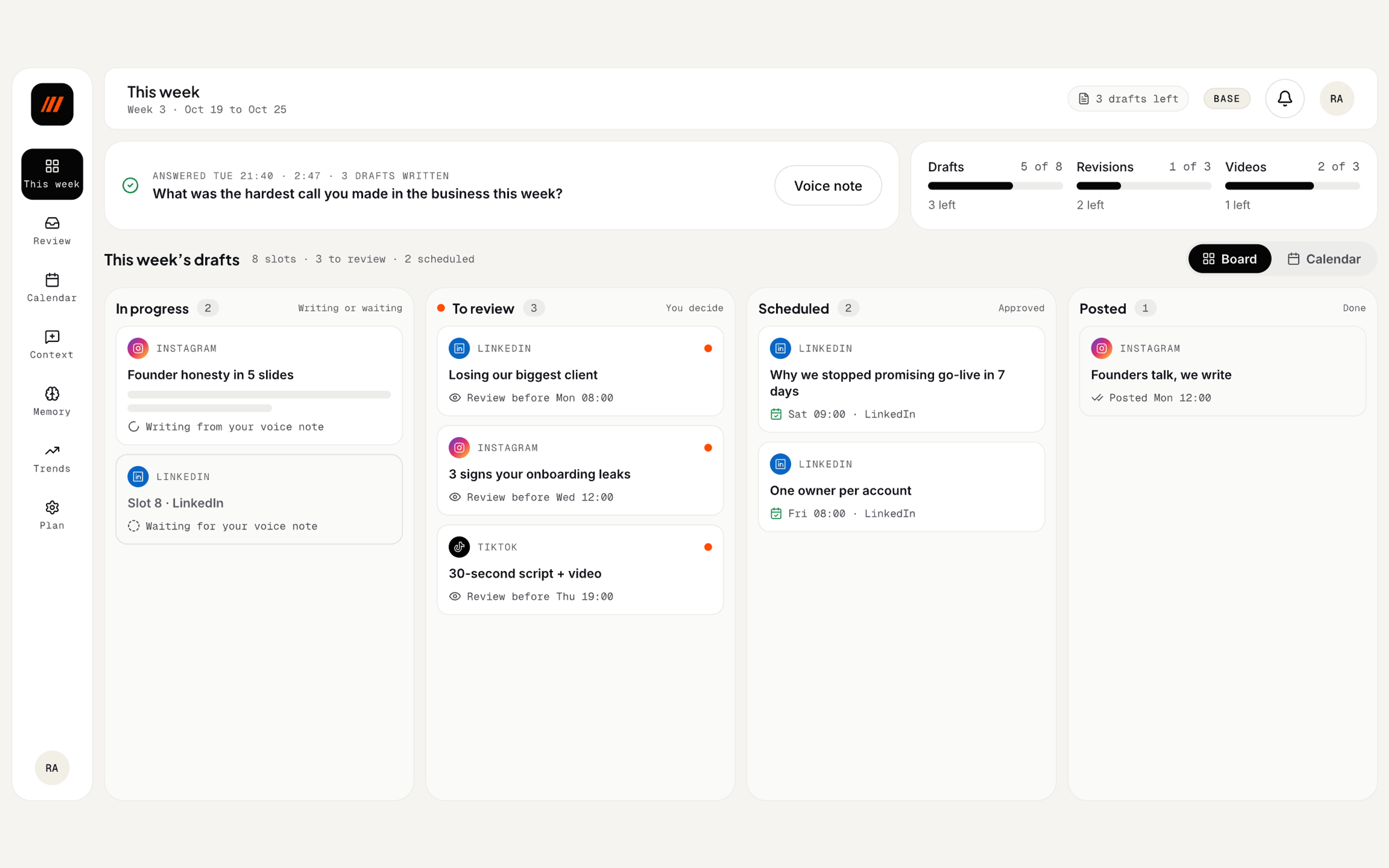 Ngejawantah Founder Dashboard, screen 1 of 6