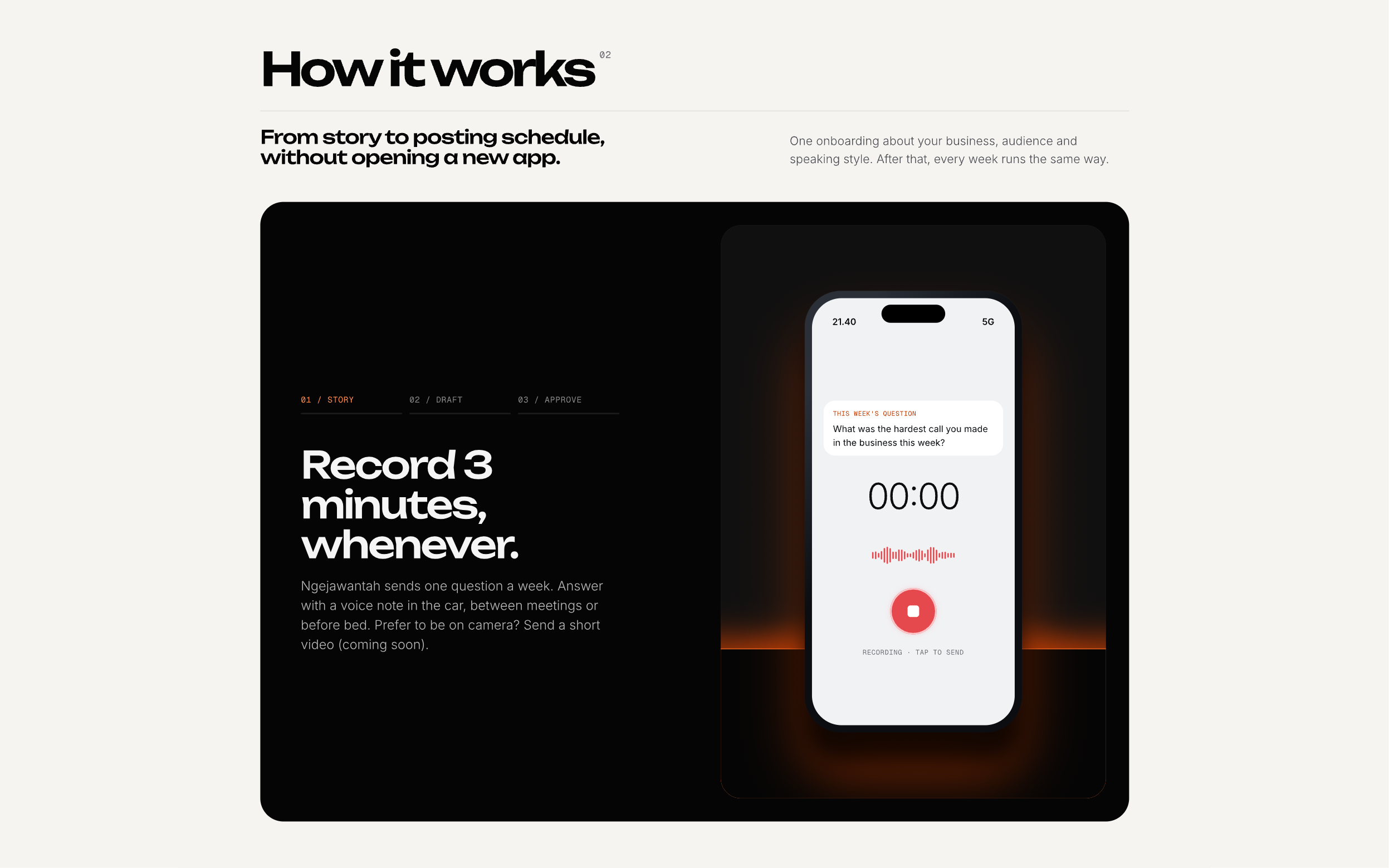 Ngejawantah Landing Page, screen 2 of 6