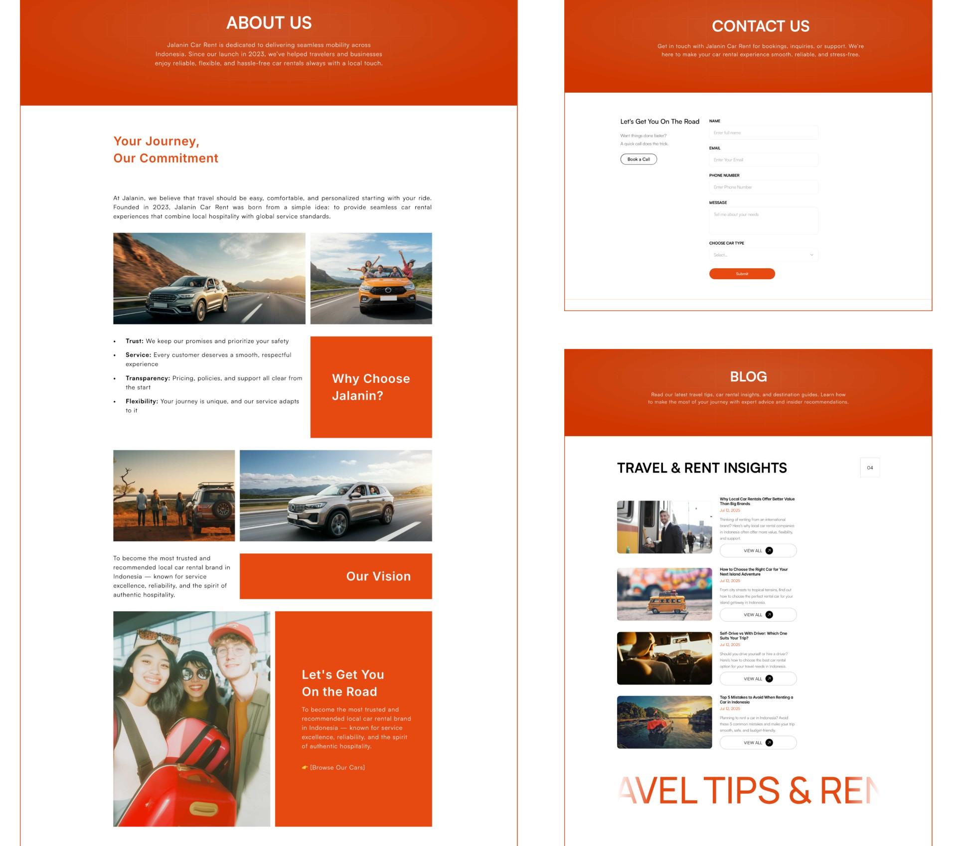 Jalanin Car Rental Website, screen 4 of 4