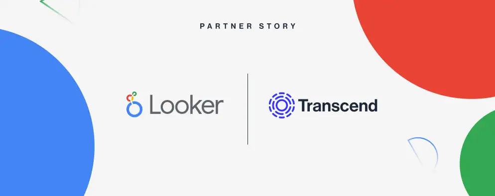 Graphic reading partner story showing the Google Looker logo and Transcend Logo on white background with google color circles