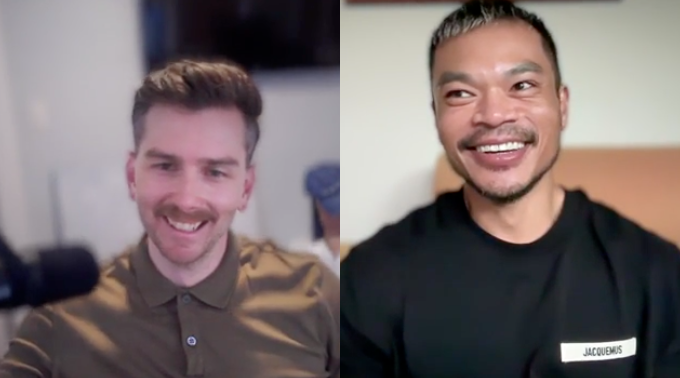 Cameron Ivey from transcend and Ron de Jesus side by side like a video chat laughing