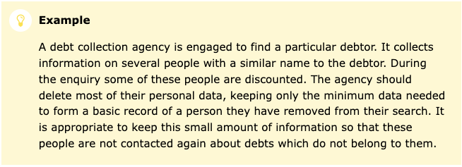 Call out graphic with yellow background detailing debtor and information privacy details