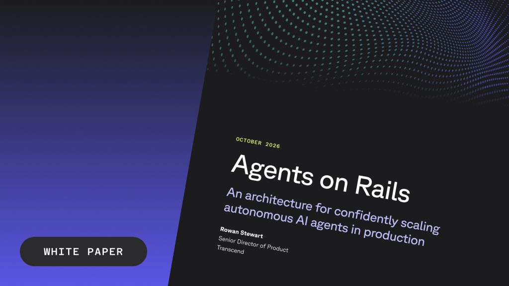 White paper cover titled 'Agents on Rails: An architecture for confidently scaling autonomous AI agents in production'.