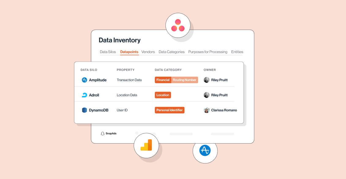 Transcend software view showing data inventory tools