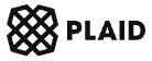 The logo features a black, woven pattern on the left resembling a lattice or a plaid fabric, accompanied by the word "PLAID" in bold, uppercase letters on the right.