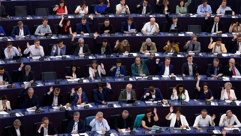 MEPs vote on the Artificial Intelligence Act in 2023 at the European Parliament in Strasbourg. (Photo via The Parliament)