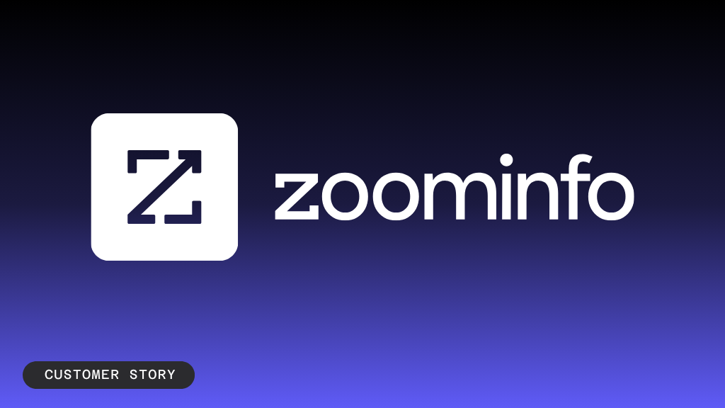 Text that reads "ZoomInfo Achieves Agile, Scalable Data Privacy with Transcend" next to a ZoomInfo logo