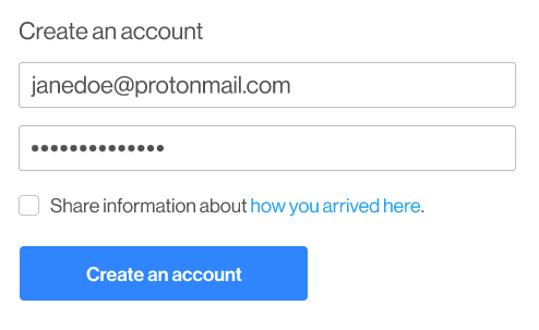 An account login box to create an account