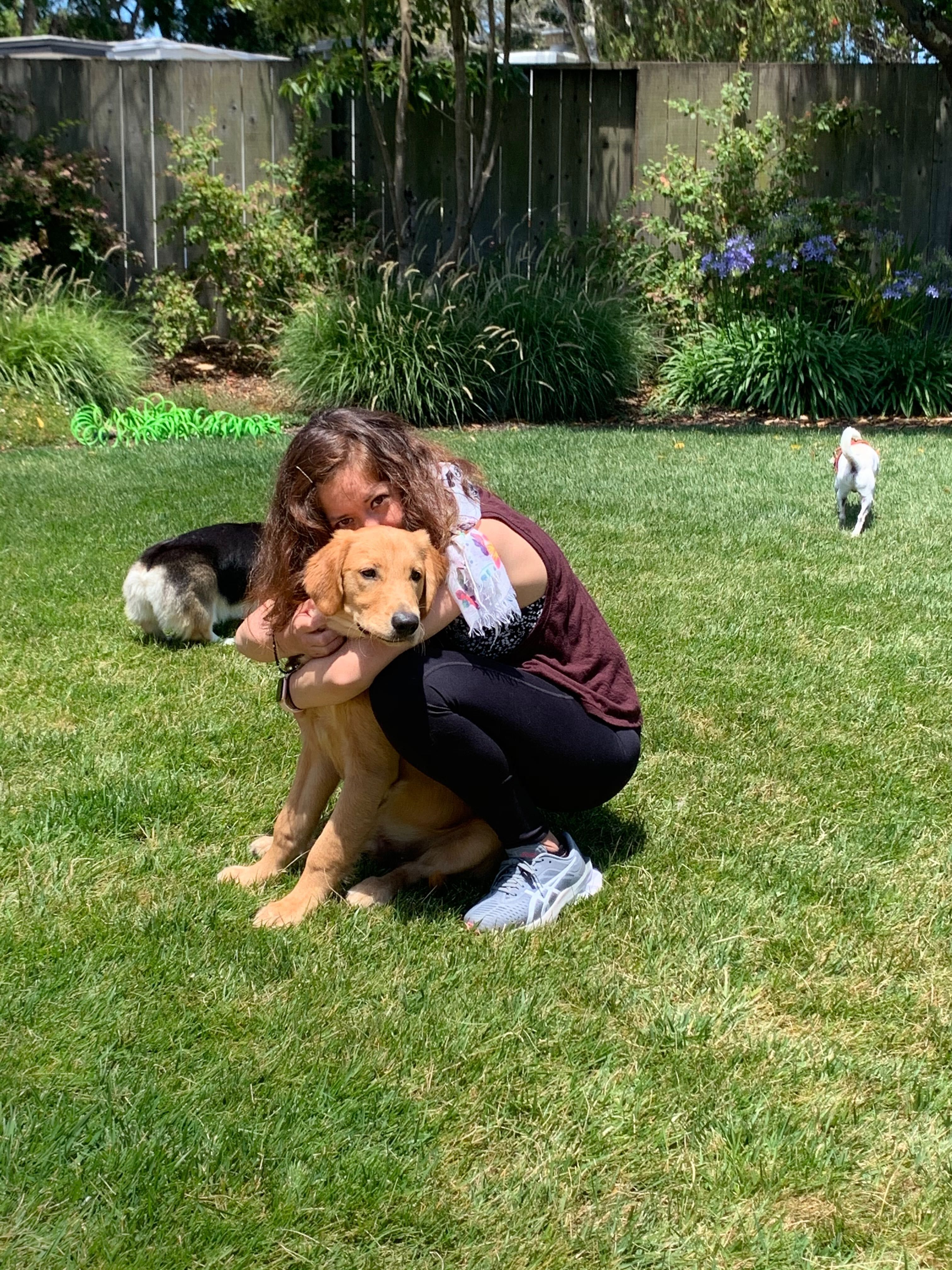 Nancy Fonseca posing with her dog Oso