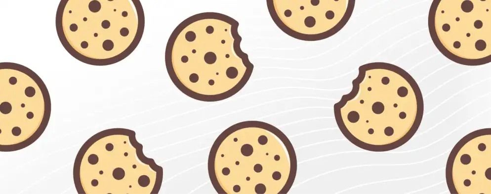 Series of cookie designs with bites missing on wavy gray background