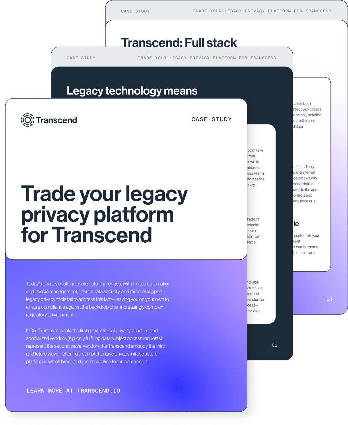 Windowed-style preview of case study titled Trade Your Legacy Privacy platform for Transcend
