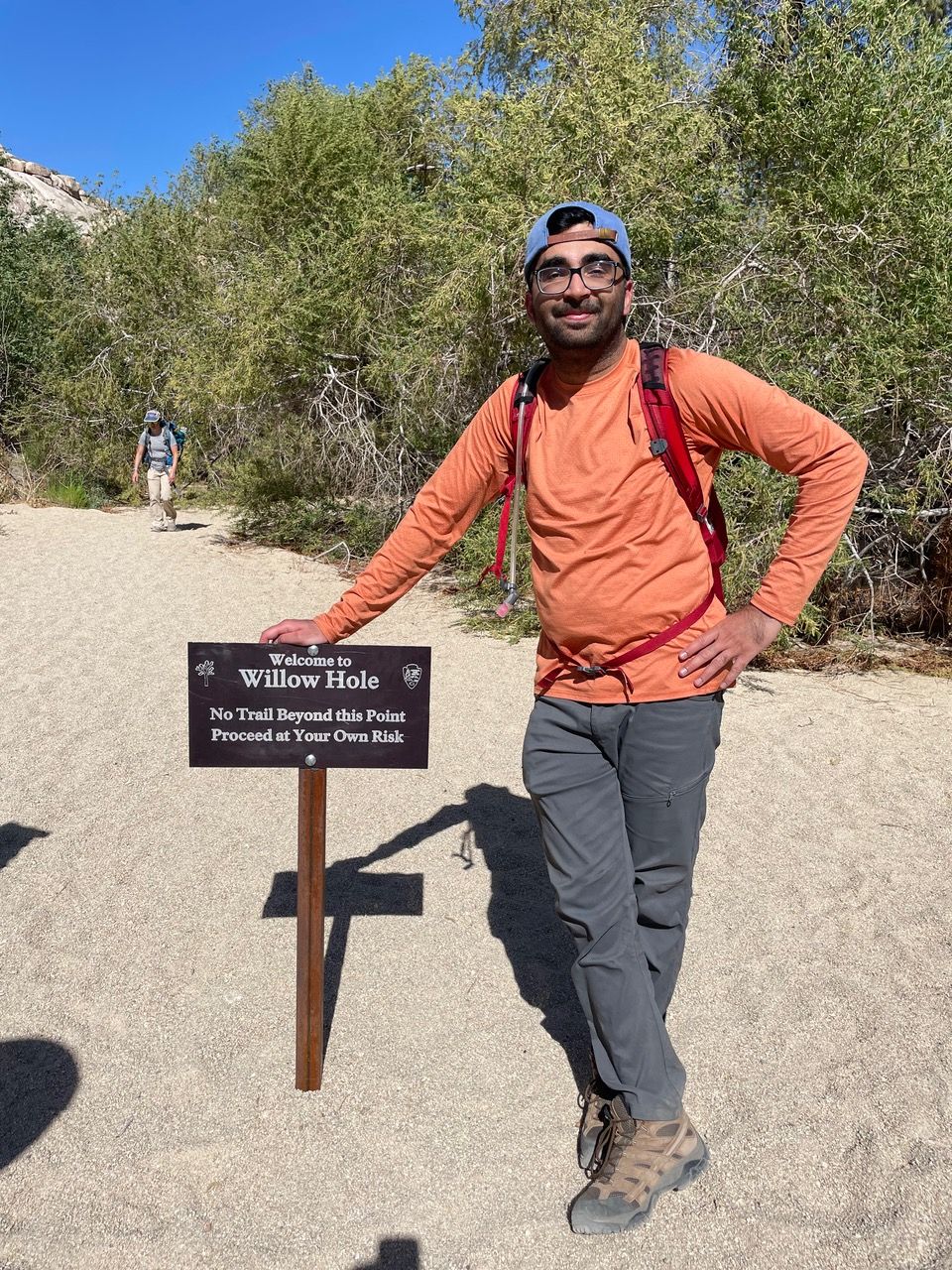 Dipack Panjabi hiking at Willow Hole