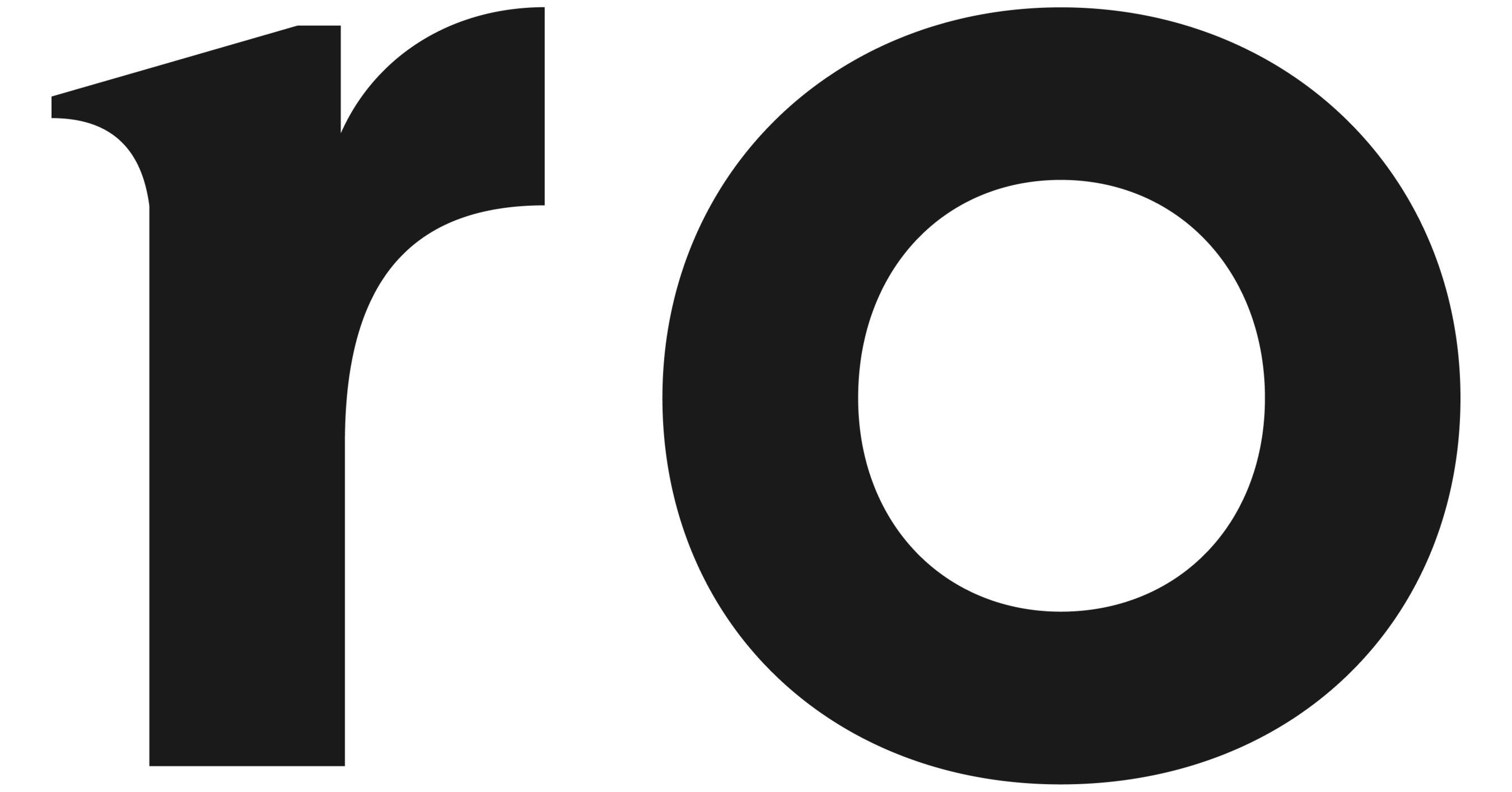 Bold, black lowercase letters "ro" on a white background.