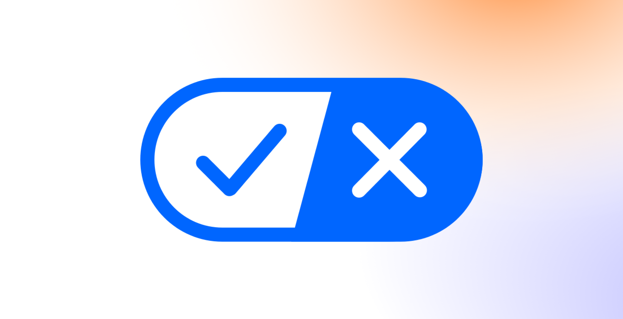 Closeup of an CPRA Do Not Sell or Share button over an orange and blue gradient background