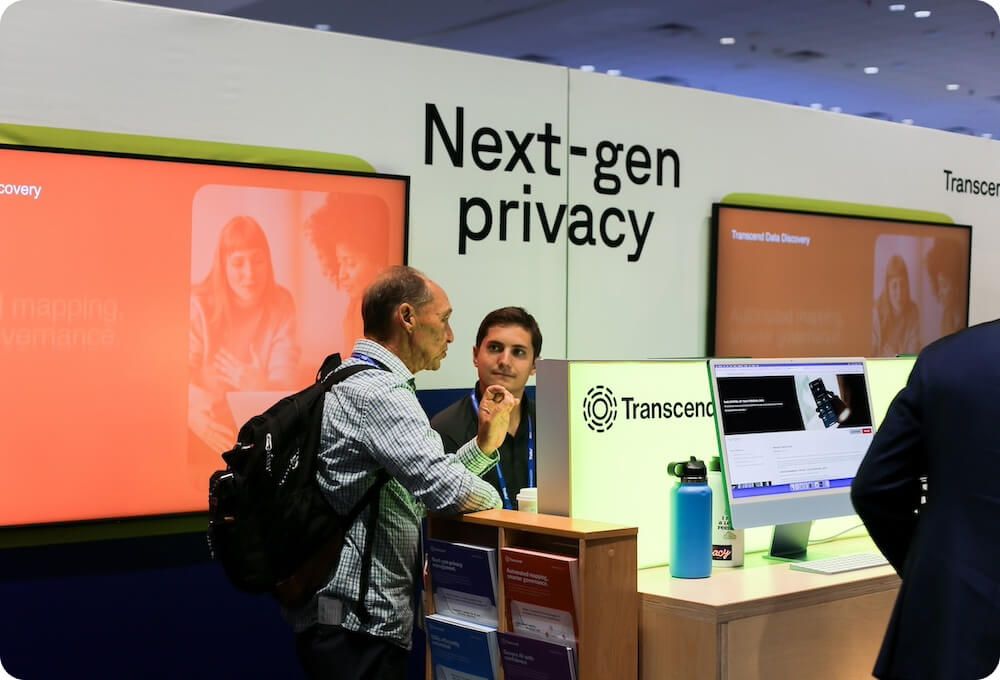 An attendee at the RSA Conference visiting the transcend booth