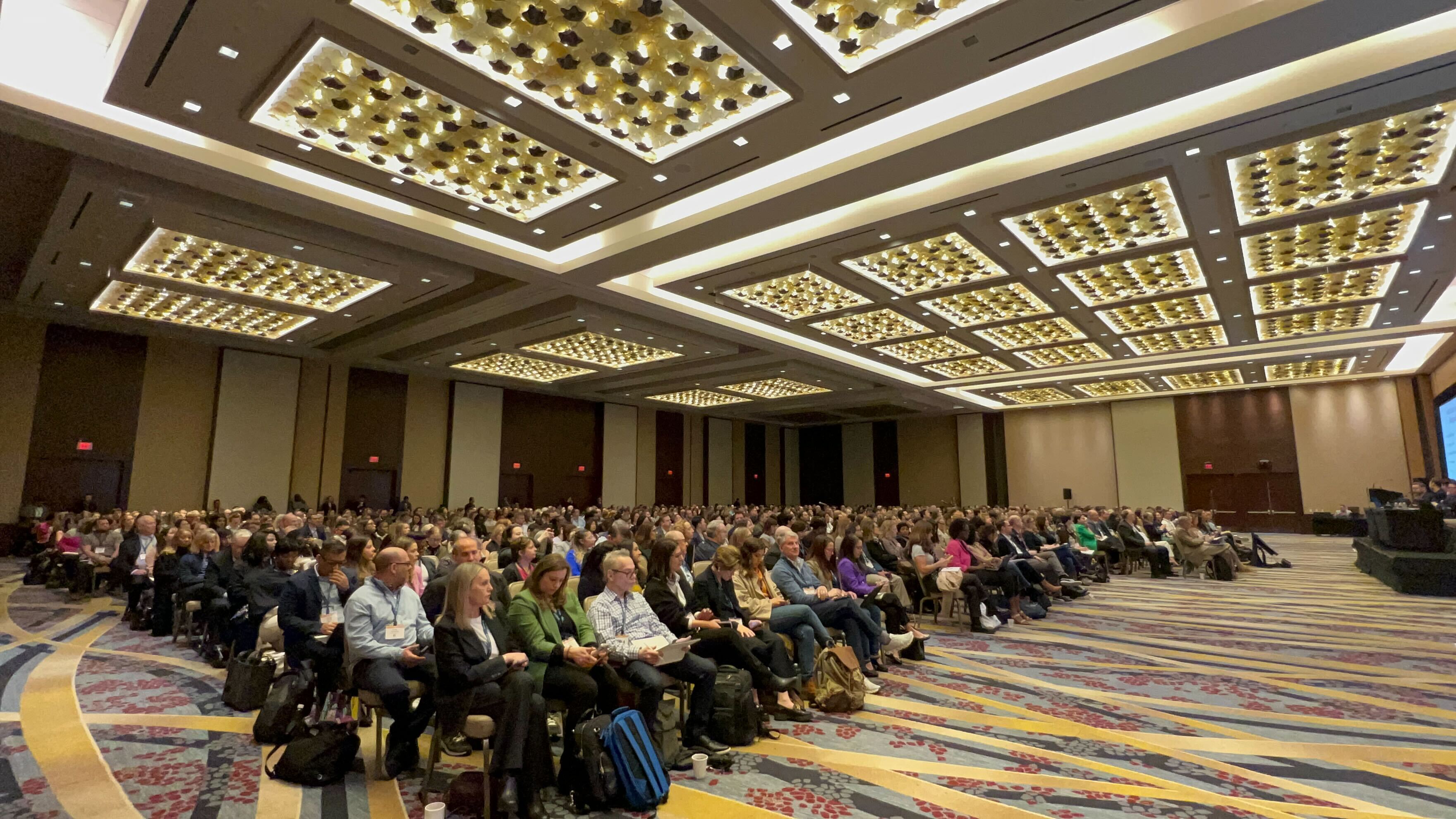 Crowd shot of conference ballroom during speaker panel at IAPP GPS