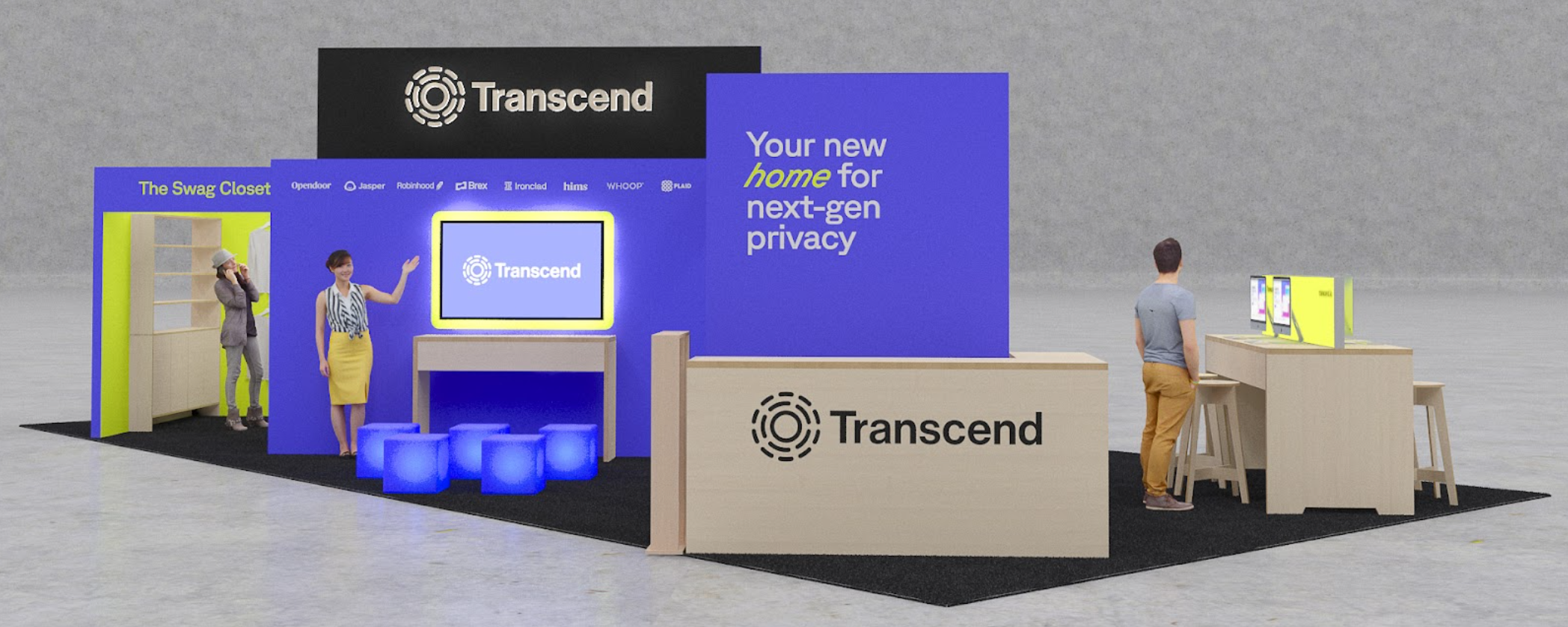 Mock-up of the transcend trade show booth experience