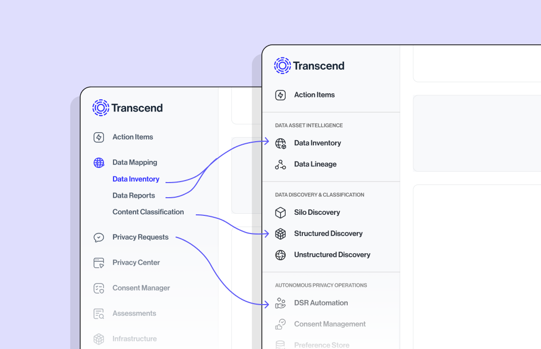 Rendering of transcend interface showing the navigation flow