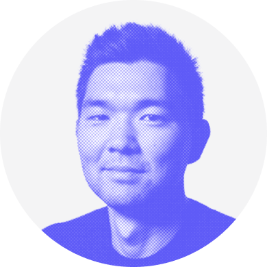 Blue monotone headshot of Chris Shishido