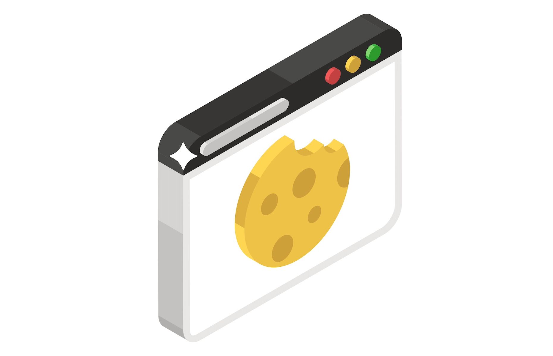 Rendering of browser window with cookie in the center