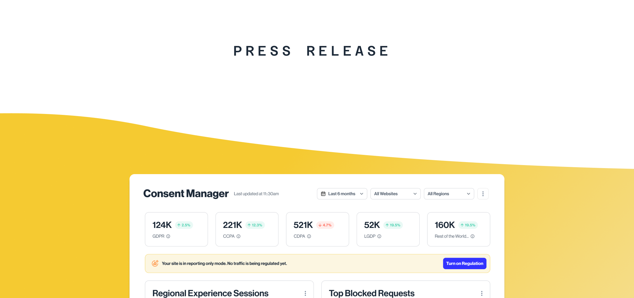 Banner that says 'Press Release' at the top with a screenshot of Transcend Consent Manager at the bottom