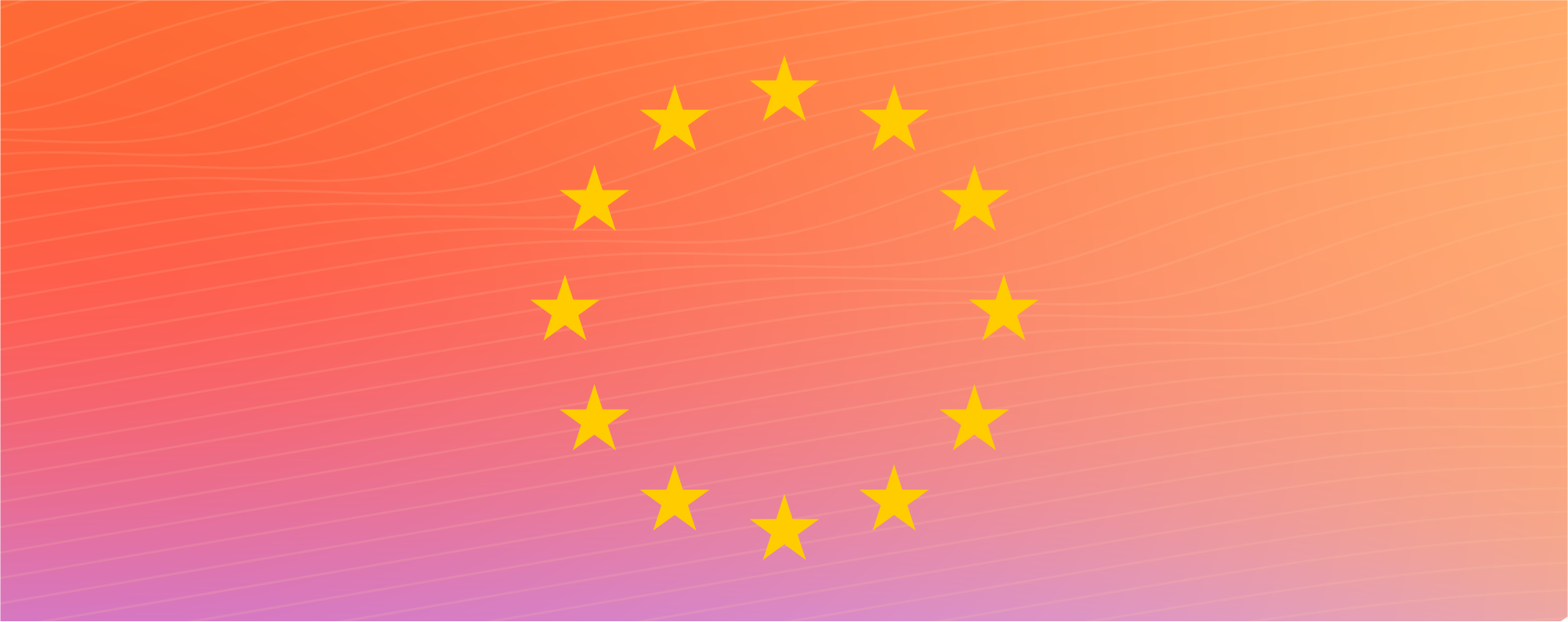 Stylized version of the EU flag with wavy lines in the mix and gradient background