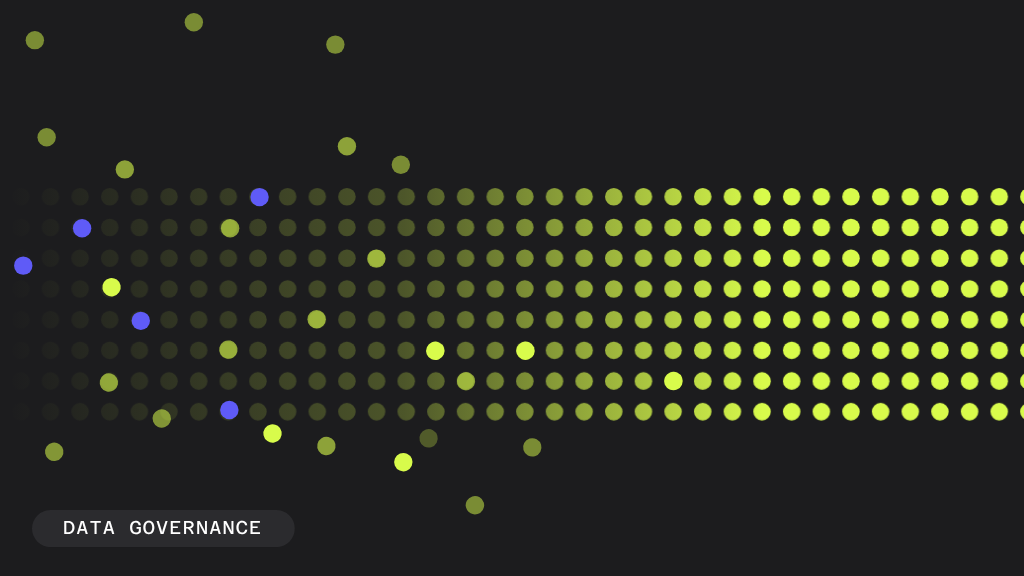 Abstract image showing yellow-green and blue dots on a dark background, transitioning from a scattered pattern on the left to a dense, bright grid on the right. Text 'BLOG / POLICY ENGINE'.