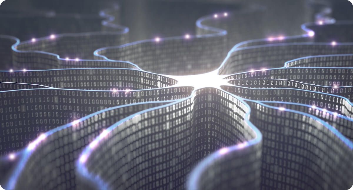 Mesh of virtual binary code creating deep ridges