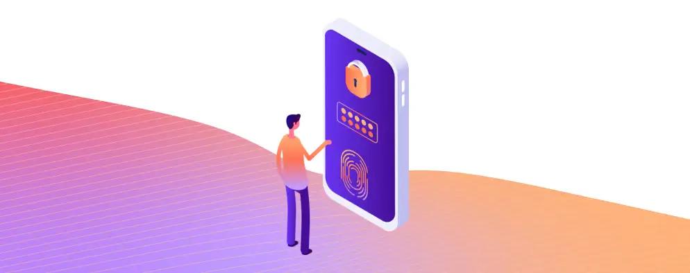 Graphical rendition of person using larger than life smartphone