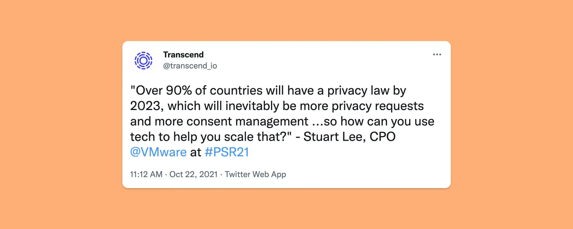 Screenshot of a Tweet from Transcend about the future of global privacy regulation