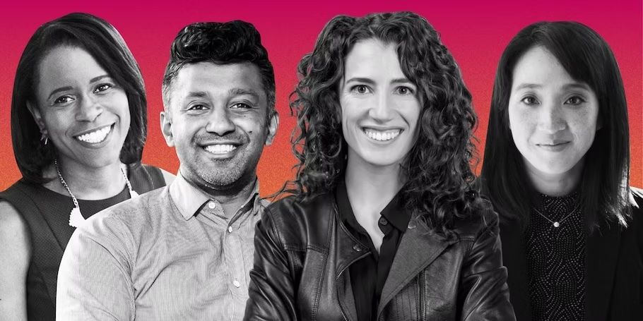 A composite photo of four startup founders.