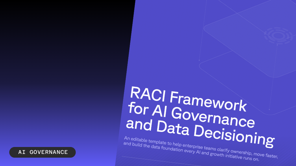 Transcend's RACI Framework for AI Governance document, promoting a single framework for team alignment.