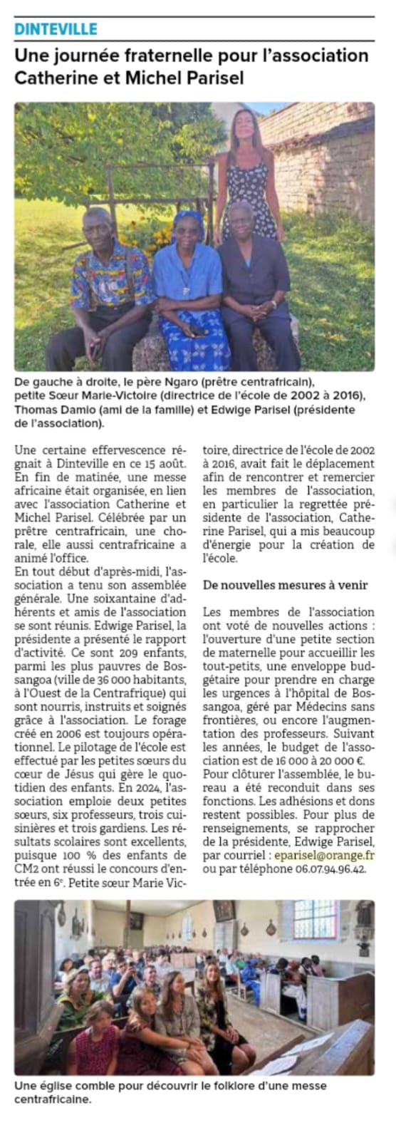 Article du Journal de la Haute-Marne sur l’association, août 2024.