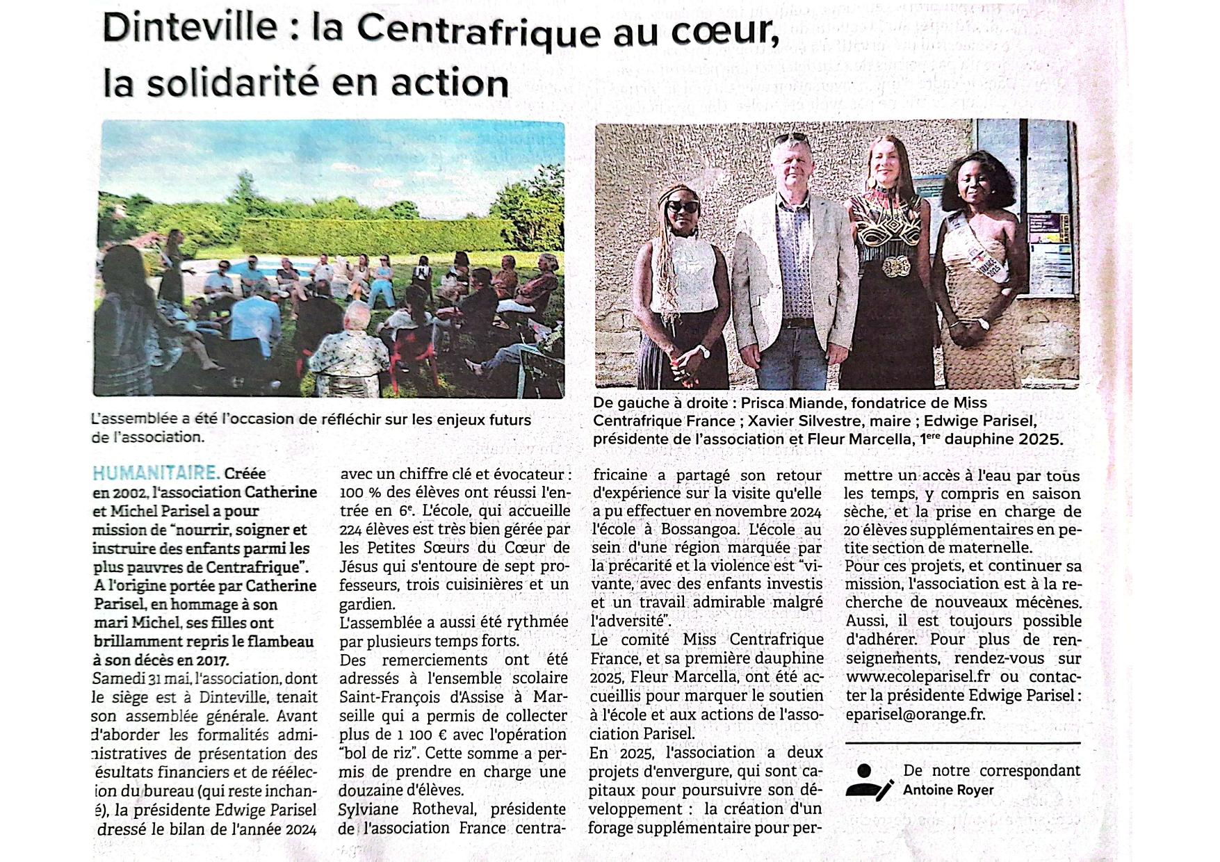 Article : « Dinteville : la Centrafrique au cœur, la solidarité en action ».