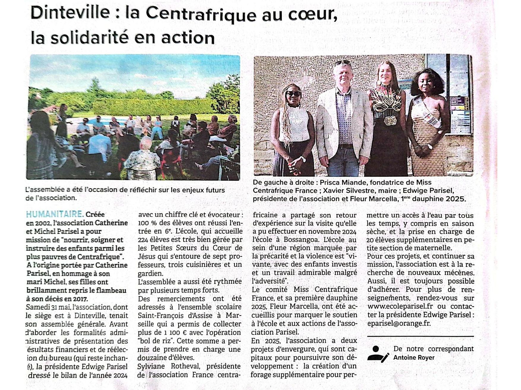 Article : « Dinteville : la Centrafrique au cœur, la solidarité en action ».