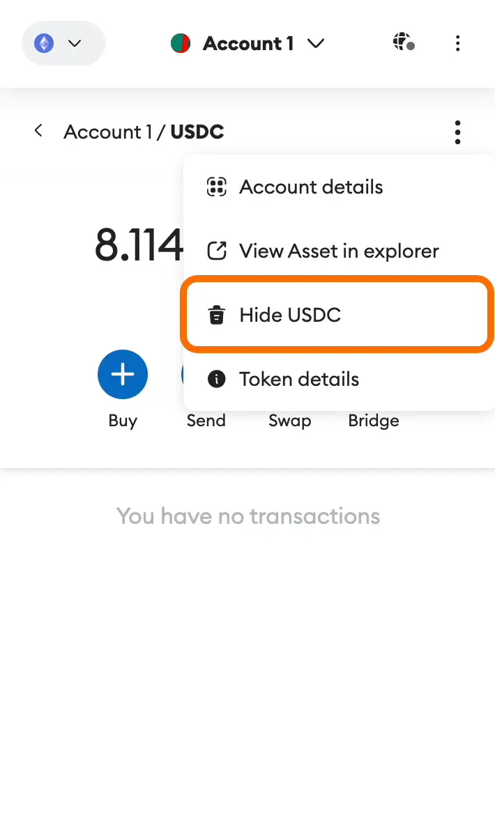 Hide Tokens on MetaMask