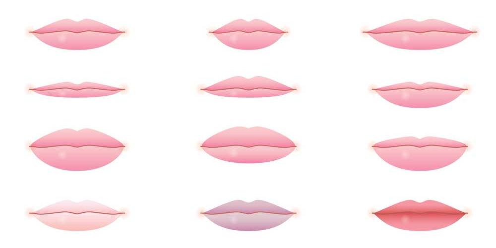 graphic of different shaped and colored lips