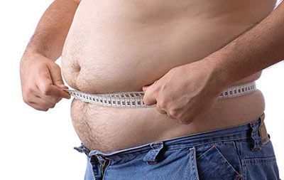 A man measuring his waistline
