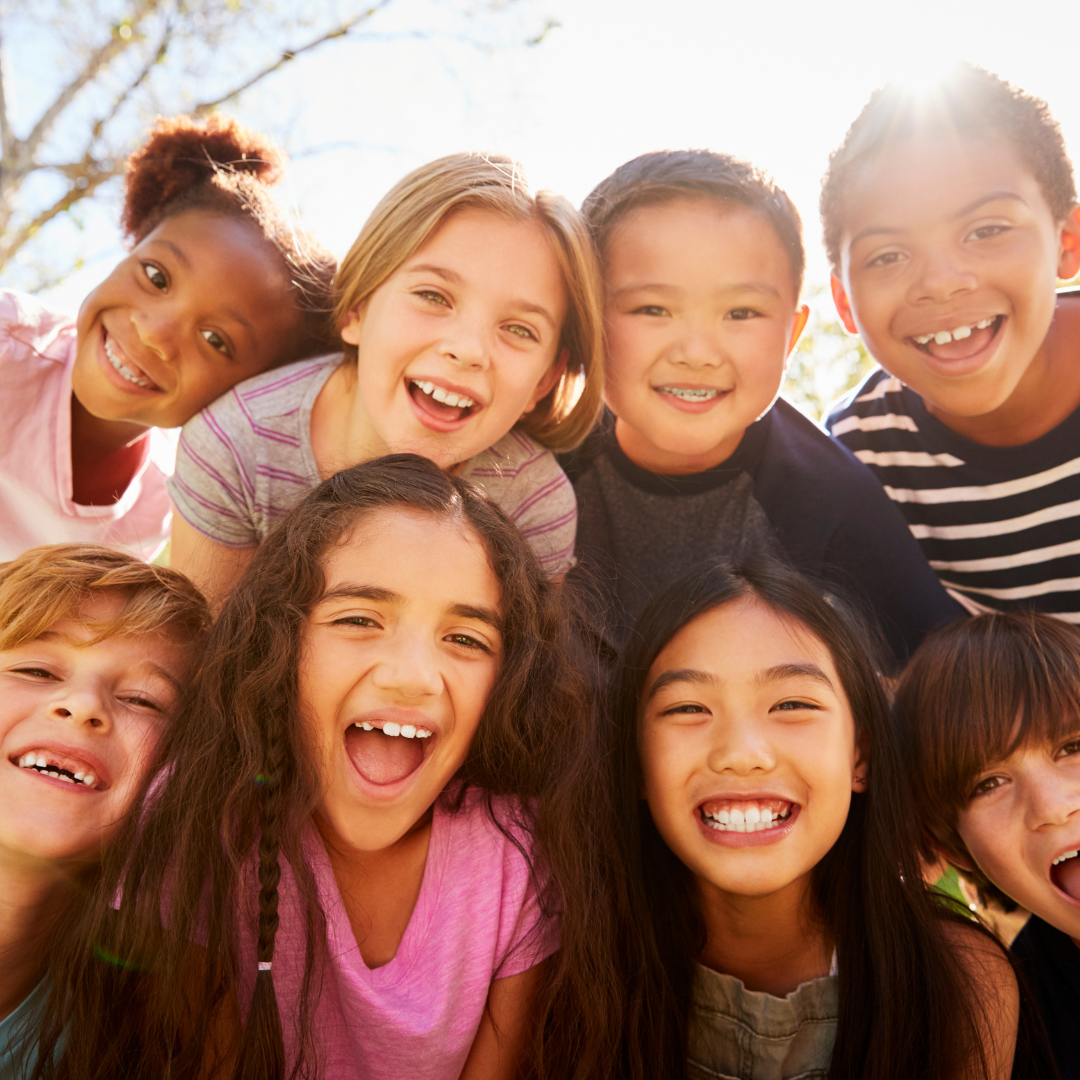 Happy father playing with kids
